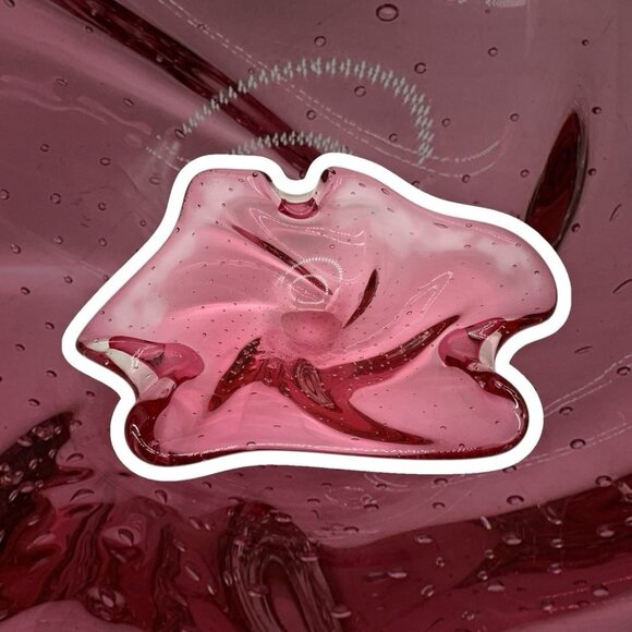 Czech Republic Vintage Art Glass Pink Bowl/Dish Hand Blown w/ Controlled Bubbles - Picture 7 of 16